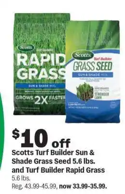 Scotts Turf Builder Sun & Shade Grass Seed 5.6 lbs. and Turf Builder Rapid Grass