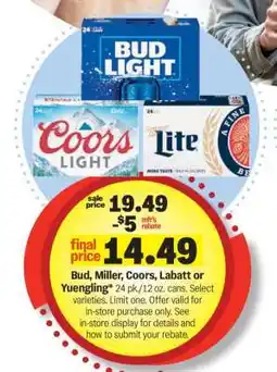 Meijer Bud, Miller, Coors, Labatt or Yuengling offer
