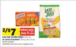 Meijer Late July Tortilla Chips or Lance Crackers offer