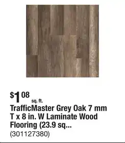 The Home Depot TrafficMaster Grey Oak 7 mm T x 8 in. W Laminate Wood Flooring (23.9 sqft/case) offer
