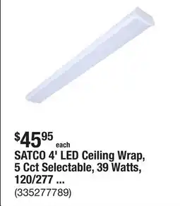 The Home Depot SATCO 4' LED Ceiling Wrap, 5 Cct Selectable, 39 Watts, 120/277 Volts, White offer