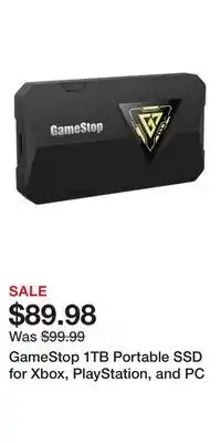 Game Stop GameStop 1TB Portable SSD for Xbox, PlayStation, and PC offer