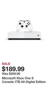 Game Stop Microsoft Xbox One S Console 1TB All-Digital Edition offer