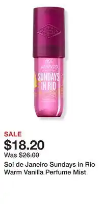 Ulta Beauty Sol de Janeiro Sundays in Rio Warm Vanilla Perfume Mist offer