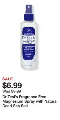 Ulta Beauty Dr Teal's Fragrance Free Magnesium Spray with Natural Dead Sea Salt offer