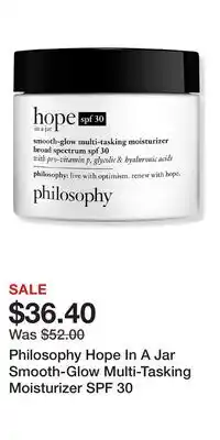 Ulta Beauty Philosophy Hope In A Jar Smooth-Glow Multi-Tasking Moisturizer SPF 30 offer