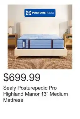 Costco Sealy Posturepedic Pro Highland Manor 13 Medium Mattress offer