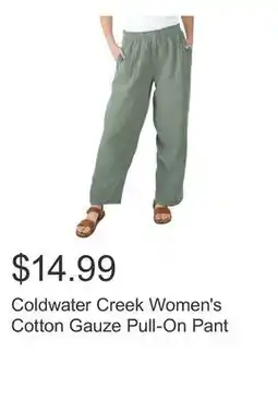 Costco Coldwater Creek Women's Cotton Gauze Pull-On Pant offer