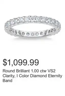 Costco Round Brilliant 1.00 ctw VS2 Clarity, I Color Diamond Eternity Band offer