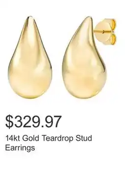 Costco 14kt Gold Teardrop Stud Earrings offer