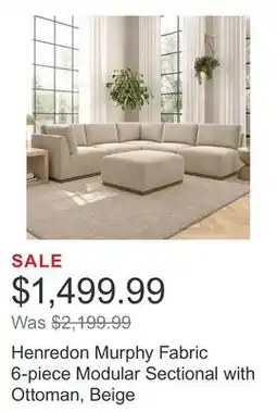 Costco Henredon Murphy Fabric 6-piece Modular Sectional with Ottoman, Beige offer