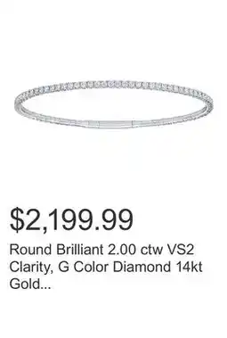 Costco Round Brilliant 2.00 ctw VS2 Clarity, G Color Diamond 14kt Gold Bangle Bracelet offer