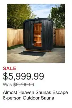 Costco Almost Heaven Saunas Escape 6-person Outdoor Sauna offer