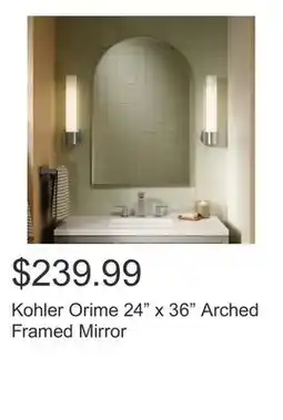 Costco Kohler Orime 24 x 36 Arched Framed Mirror offer