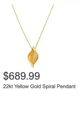 Costco 22kt Yellow Gold Spiral Pendant offer
