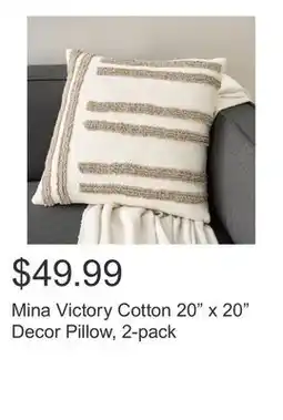 Costco Mina Victory Cotton 20 x 20 Decor Pillow, 2-pack offer