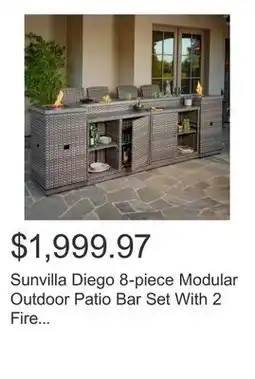 Costco Sunvilla Diego 8-piece Modular Outdoor Patio Bar Set With 2 Fire Towers offer