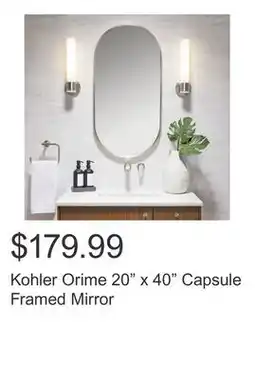 Costco Kohler Orime 20 x 40 Capsule Framed Mirror offer