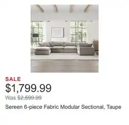 Costco Sereen 6-piece Fabric Modular Sectional, Taupe offer
