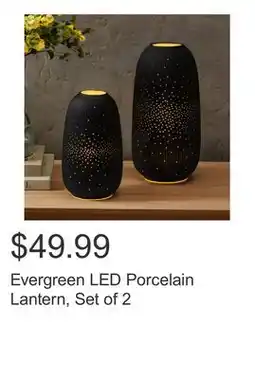 Costco Evergreen LED Porcelain Lantern, Set of 2 offer