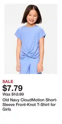 Old Navy Old Navy CloudMotion Short-Sleeve Front-Knot T-Shirt for Girls offer