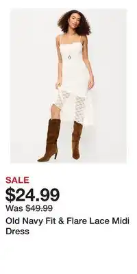 Old Navy Old Navy Fit & Flare Lace Midi Dress offer