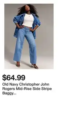 Old Navy Old Navy Christopher John Rogers Mid-Rise Side Stripe Baggy Wide-Leg Jeans offer
