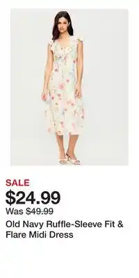 Old Navy Old Navy Ruffle-Sleeve Fit & Flare Midi Dress offer
