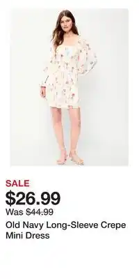 Old Navy Old Navy Long-Sleeve Crepe Mini Dress offer