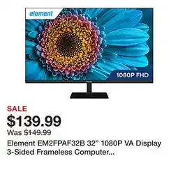 Office Depot Element EM2FPAF32B 32 1080P VA Display 3-Sided Frameless Computer Monitor offer