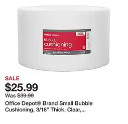 Office Depot Office Depot Brand Small Bubble Cushioning, 3/16 Thick, Clear, 12 x 200' offer