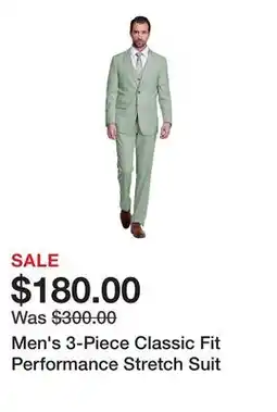 Belk Men's 3-Piece Classic Fit Performance Stretch Suit offer