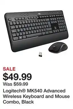 Office Depot Logitech MK540 Advanced Wireless Keyboard and Mouse Combo, Black offer