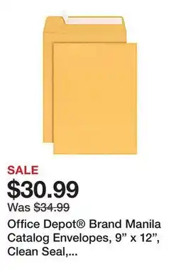 Office Depot Office Depot Brand Manila Catalog Envelopes, 9 x 12, Clean Seal, Brown Kraft, Box Of 100 offer