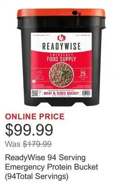 Costco ReadyWise 94 Serving Emergency Protein Bucket (94Total Servings) offer