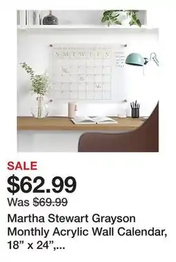 Office Depot Martha Stewart Grayson Monthly Acrylic Wall Calendar, 18 x 24, Clear/Gold, Undated offer