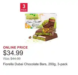 Costco Fiorella Dubai Chocolate Bars, 200g, 3-pack offer