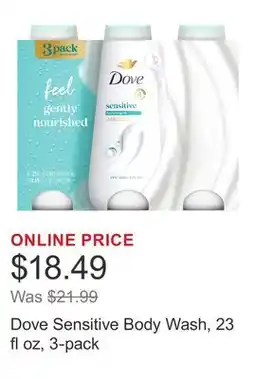 Costco Dove Sensitive Body Wash, 23 fl oz, 3-pack offer