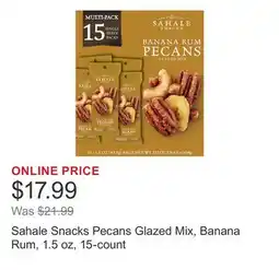 Costco Sahale Snacks Pecans Glazed Mix, Banana Rum, 1.5 oz, 15-count offer