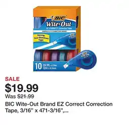 Office Depot BIC Wite-Out Brand EZ Correct Correction Tape, 3/16 x 471-3/16, White, Pack Of 10 Cartridges offer