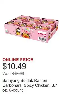 Costco Samyang Buldak Ramen Carbonara, Spicy Chicken, 3.7 oz, 6-count offer