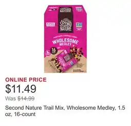 Costco Second Nature Trail Mix, Wholesome Medley, 1.5 oz, 16-count offer