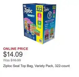 Costco Ziploc Seal Top Bag, Variety Pack, 322-count offer