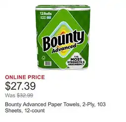Costco Bounty Advanced Paper Towels, 2-Ply, 103 Sheets, 12-count offer