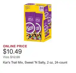 Costco Kar's Trail Mix, Sweet 'N Salty, 2 oz, 24-count offer