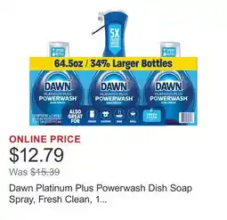 Costco Dawn Platinum Plus Powerwash Dish Soap Spray, Fresh Clean, 1 Starter Kit + 2 Refills offer
