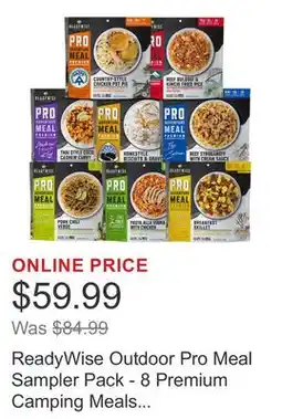 Costco ReadyWise Outdoor Pro Meal Sampler Pack - 8 Premium Camping Meals (2 Servings Per Pouch) offer