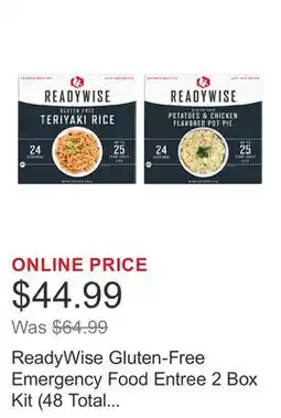 Costco ReadyWise Gluten-Free Emergency Food Entree 2 Box Kit (48 Total Servings) offer