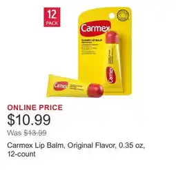 Costco Carmex Lip Balm, Original Flavor, 0.35 oz, 12-count offer