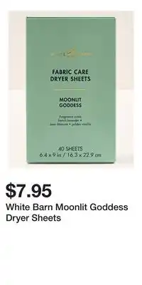 Bath & Body Works White Barn Moonlit Goddess Dryer Sheets offer